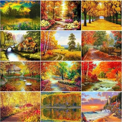 DIY Scenic 5D Diamond Painting Full Round Drill Landscape Rhinestone Embroidery Cross Stitch Kit Wall Art Decor For Interior