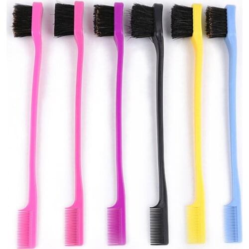 Double Sided Eyebrow Brush Comb Edge Control Brush Comb Hair Gel Smooth