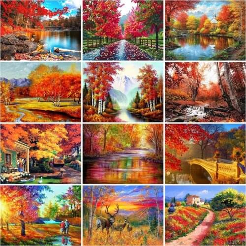 Evershine 5D DIY Diamond Embroidery Tree Rhinestones Art Diamond Painting Landscape Autumn Cross Stitch Mosaic Home Decor