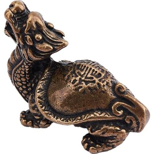 Dragon Turtle Figurines Desk Ornament Vintage Brass Sculpture Craft Home Decor Desktop Ornament Decors