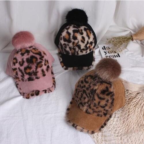 FOCUSNORM 4 Colors Kids Girls Boys Fashion Woolen Hat Leopard Print Baseball Hat Peaked Cap