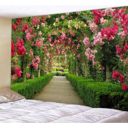 Arched Flower Path Tapestry Indian Mandala Tapestry Wall Hanging Tapestries Boho Bedroom Wall Rug Couch Blanket 6 Size