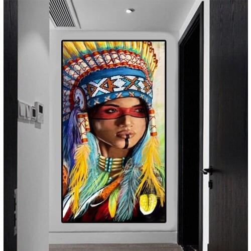Graffiti Abstract Indian Girl Oil Paintings Woman Figure Paintings Wall Art Canvas Prints and Posters Wall Picture Home Decora