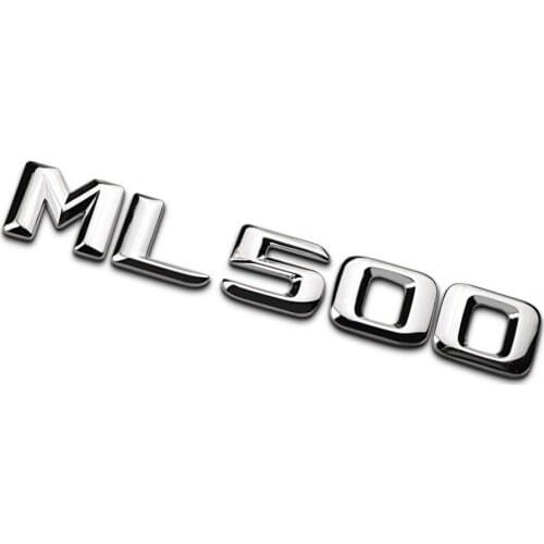 Chrome Shiny Silver " ML 500 " Car Trunk Rear Letters Word Badge Emblem Letter Decal Sticker for Mercedes Benz ML Class ML500