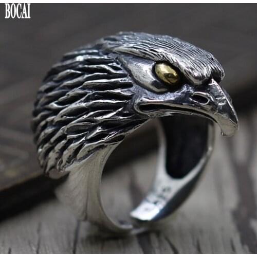 Thai silver Retro Old Carved Eagle personality ring S925 sterling silve making men domineering ring opening