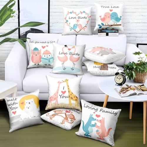 Square Pillow Covers Bedroom Love Cartoon Throw Pillowcase Home Decor Pillows Case Valentines Present Wedding Decor