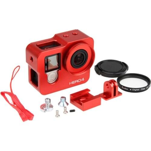 Go pro Hero 4 3 +-carcasa de Metal de aluminio, carcasa protectora de aleación + filtro UV para Gopro 4 hero4,hero3 +, nuevo