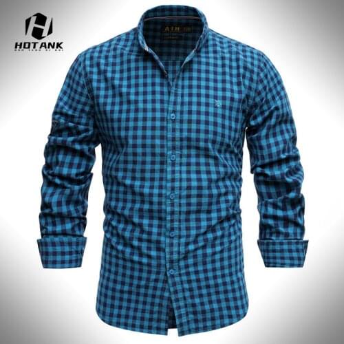 2021 Spring Autumn Fashion Plaid Shirt Men Cotton Long Sleeve Slim Business Casual Shirts Mens High Quality Brand Clothing