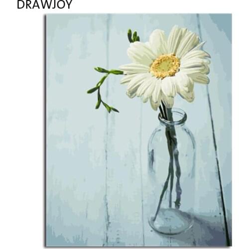 DRAWJOY Framed Picture Painting By Numbers Modern Flower Home Decor For Living Room Hand Unique Gifts Picture Wall Art