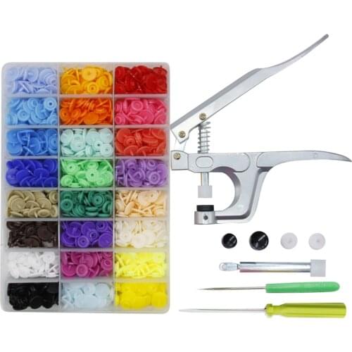 360pcs/Lot Snap Button Installation Tool Set Metal Hand Pressure Clamp Snap Button Round With Fastener Snap Pliers Clothes