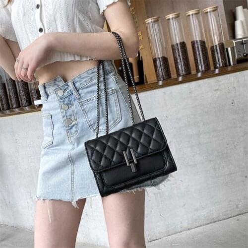 New Fashion Womens Small Square Bag Lozenge Shoulder Crossbody Bag Luxury Brand Female Handbag and Purse Chain Messenger Bag