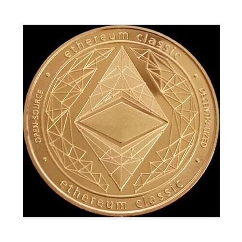 Gold/Silver-Plated Ethereum Coin Commemorative Coin Art Collection Gift Physical Metal Imitation Home Party Decoration