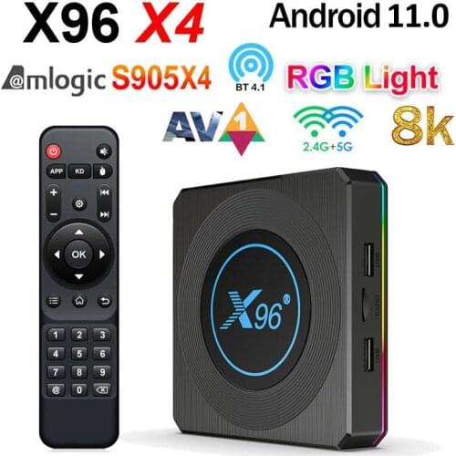 10pcs X96 X4 Amlogic S905X4 Smart RGB Light TV Box Android 11 4G 64G Wifi Youtube AV1 Media Player TVBOX 8K Set top box