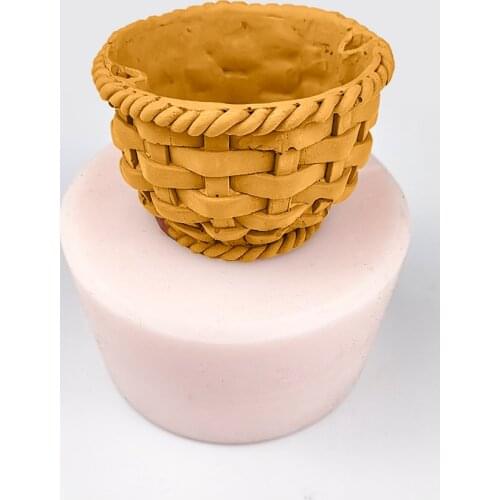 QT0325 PRZY Flower Basket Soap Molds 3D Bamboo Basket Moulds Silicone Wedding Birthday Candle Mold Clay Resin Moulds