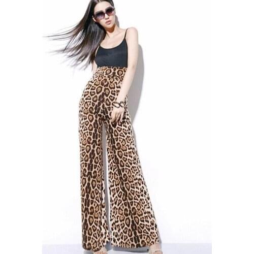Idopy Leopard Print High Waist Flare Pants 2018 Autumn Winter Casual Clothes Women Sexy Streetwear Wide Leg Trousers For Female