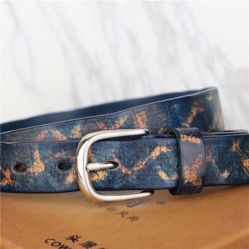 Belts for Women Luxury Designer Brand Personality Ink Hand-Painting Cowhide Leather Casual Fashion Wild Jeans Retro Belt