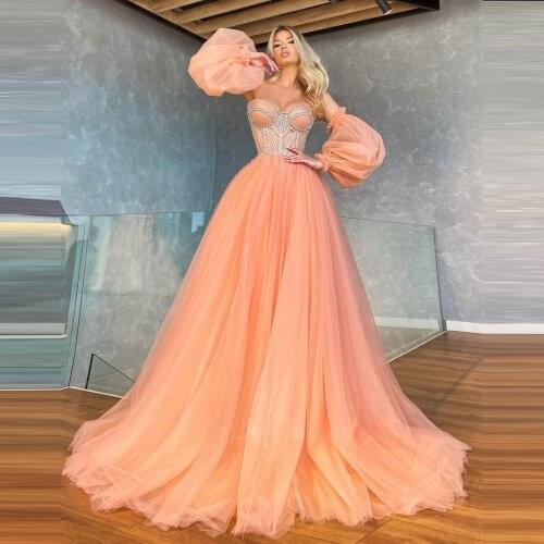 Luxury Ball Gown Tulle Pageant Dresses For Homecoming Detachable Long Sleeves Sweetheart Crystals Long Evening Gowns