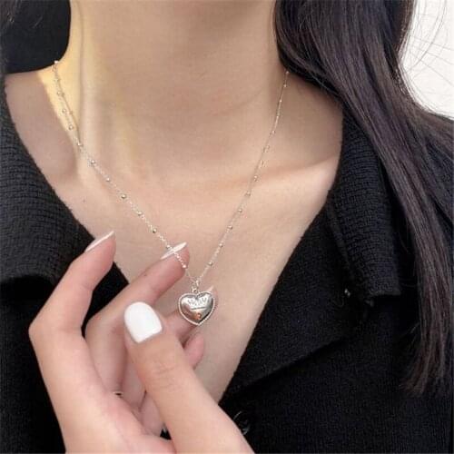 S925 silver love pendant chain necklace fashion simple ornaments Korean womens exclusive jewelry light