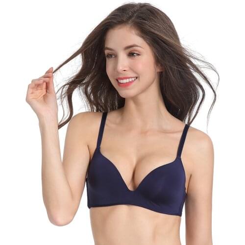 Spring Summer Seamless Plunge Deep U Bra for Women Push Up Bra No Wire Brassiere Underwear Sexy Bra 3/4 AB Cup Sleep Lingerie