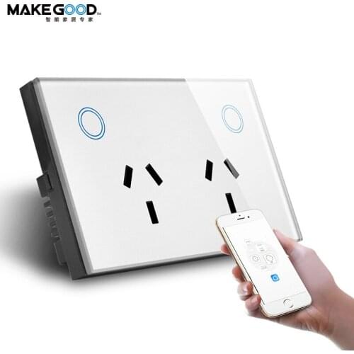 Makegood AU/US Standard Switch,Smart Life App Control Compatible with Alexa Google Home Smart Wifi Double Power Point Socket