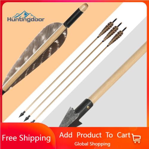 6/12/pcs 31.5inch 8mm Archery Wood Arrows Turkey Feathers Recurve Bow Traditional Longbow Horsebow Hunting Target Practice Gift