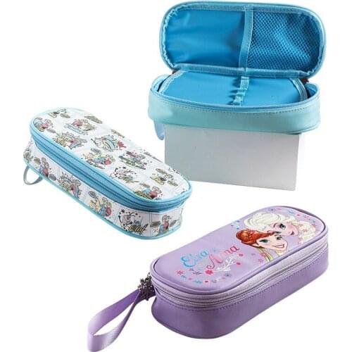 Disney Frozen pencil case cartoon large capacity storage bag cute double-layer stationery box handbag student supplies gift
