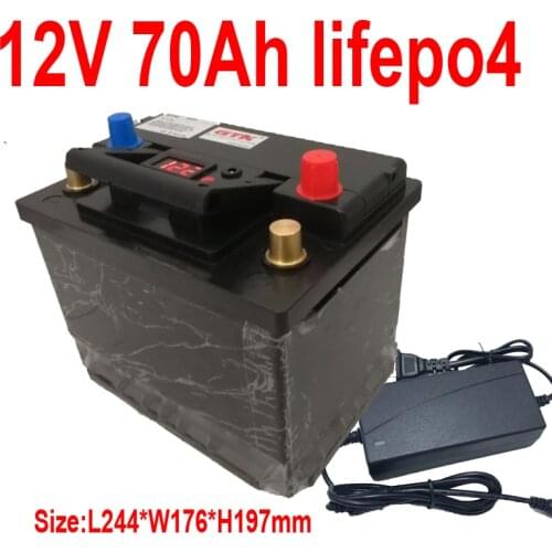 GTK Waterproof lifepo4 12v 70ah lithium battery BMS 4S 12.8V for boat caravan portable powerSolar energy storage RV +10A charger