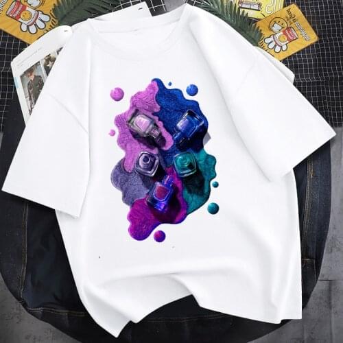 2021 Women 3D Finger Nail Paint Color Cute Fashion Printed Lady T-shirts Top T Shirt Ladies Womens Graphic Female Tee T-Shirt