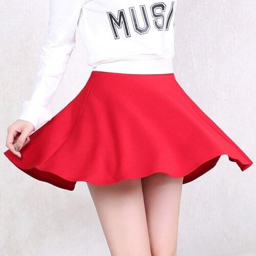 Womens pleated skirt korean style Spring Summer red white mini short Skirts school sweet pleated Skirt mini kawaii 2020 woman