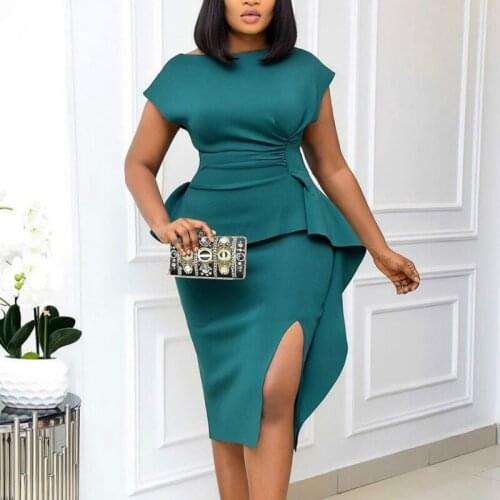 Women Summer Elegant Dresses Short Sleeve Slim Split Package Hip Evening Party Office Ladies Bodycon Sexy 2021 Female Clothing