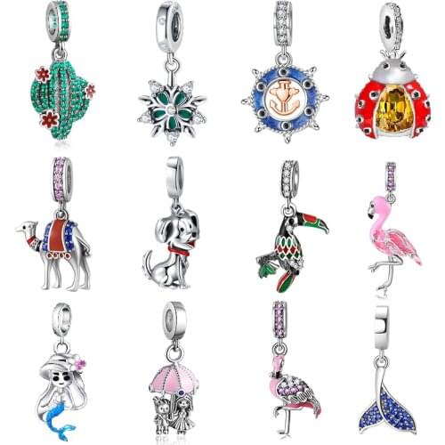 2021 New 925 Sterling Silver Charms Original Pendants for Jewelry Making Fashion Lucky Enamel Designer Pendant Charm Fine Beads