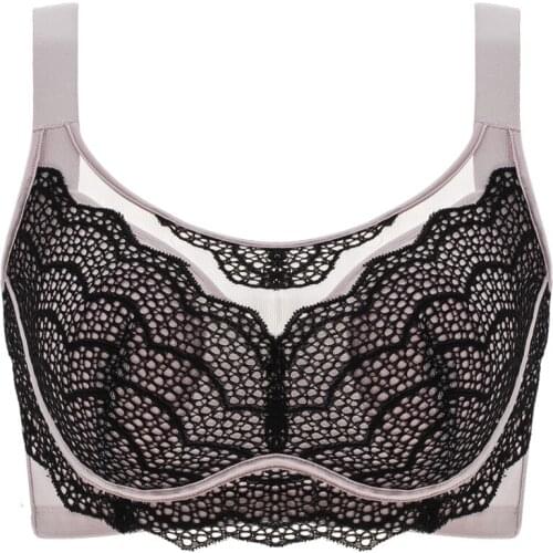 Women Full Coverage wire free Non-Foam Plus Size Floral Lace Bra 34 36 38 40 42 44 46 C D E F G H I J