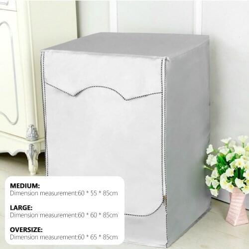 1PC Dustproof Washing Machine Cover Washing Machine Waterproof Dryer Polyester Silver 3 Size Washer Sunscreen Cover