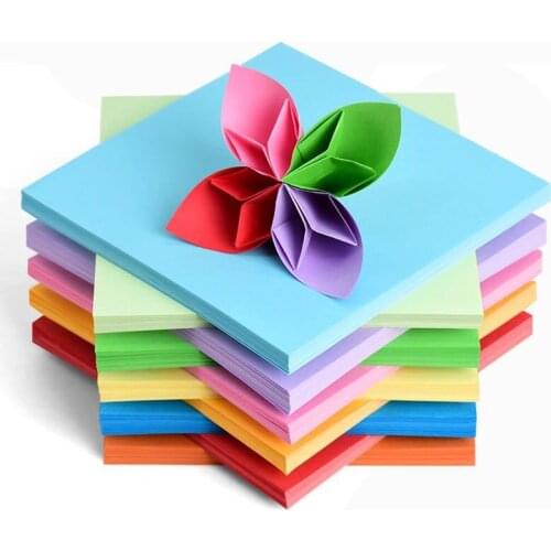 100pcs Square Origami Paper Double Sides Solid Color Folding Paper Multicolor Kids Handmade DIY Scrapbooking Craft Decor
