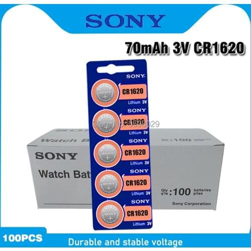 100Pcs/Lot For Sony Original cr1620 Button Cell Batteries For Watch 3V Lithium Battery CR 1620 BR1620 Remote Control Calculator