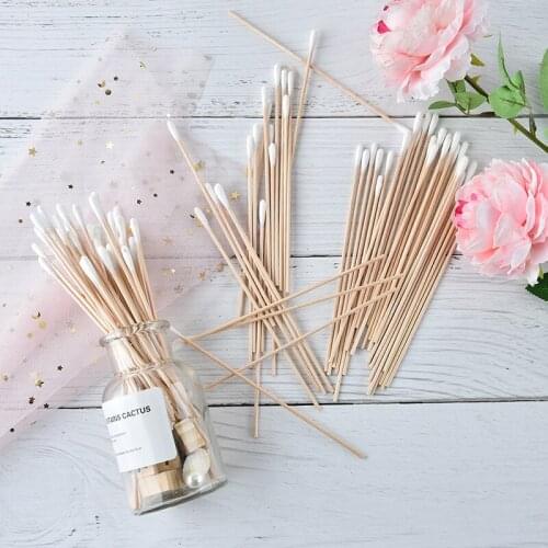 100Pcs/pack Cotton Swab 15cm Swab Wood Handle Cotton Applicator Extra Long Sturdy Make Up Tools