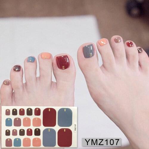22tips/sheet Hot Sale Toenail Stickers Art Adhesive Wraps Waterproof Feet Decorations Nail Slider DIY nail Polish stickers