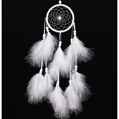 55cm Handmade Feather Dream Catcher Snow Home Decoration Retro Circular Feathers Dreamcatcher Wall Hanging Decor for Car
