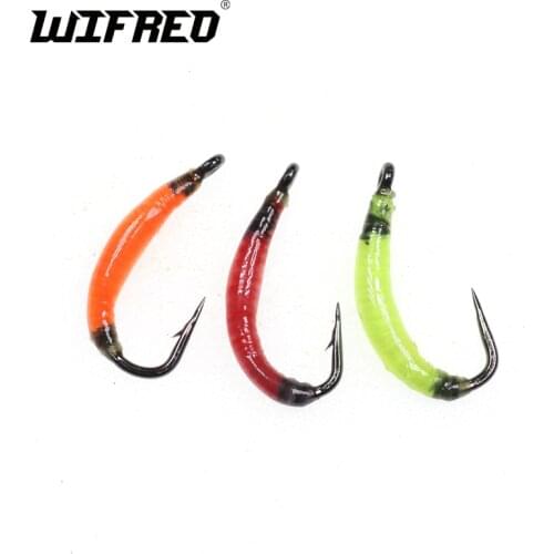 [6 PCS] #8 garden worm fly Earth worm fly for fresh water fish Trout Perch Bluegill Whitefish Fly Fishing Nymph Bugs