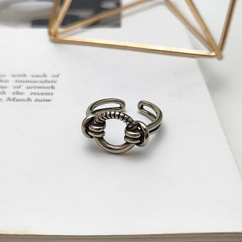 925 Sterling Silver Ring Simple Temperament Hemp Rope Knotted Woven Ring Irregular Geometric Ring Simple Woven Ring