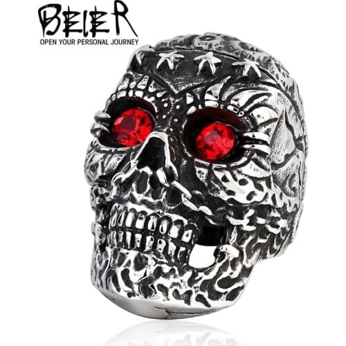 Beier new store 316L Stainless Steel ring top quality vintage men skull ring fashion jewelry LLBR8-263R