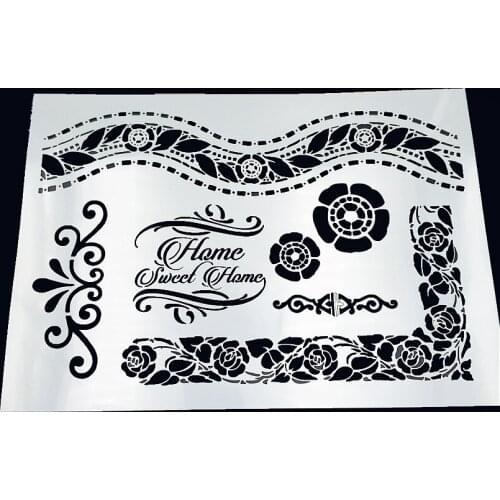 Flower ribbon plastic mold shield DIY cake scrapbook stencils hollow Embellishments printing lace ruler Valentines Day