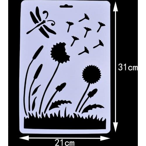 DIY Layering Stencil Masking Spray Template Scrapbooking Stamp Album Decorative Embossing Paper Card Craft Dandelion Dragonfly