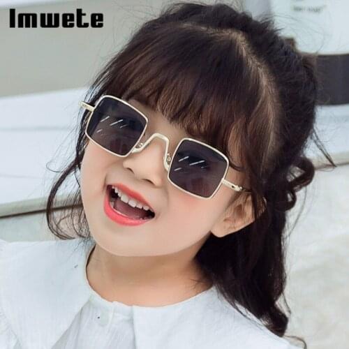 Imwete Square Children Sunglasses Metal Frame Personalized Shade UV400 Outdoor Sun Glasses Girls Boys 4-12 Years old
