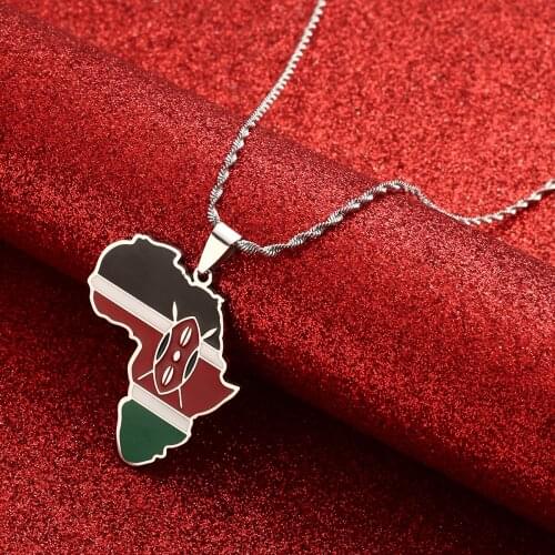 Africa Map & Kenya Map Pendant Necklaces Silver Color Gold Color Jewelry Map Kenyan Gift