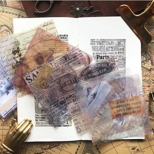 KLJUYP 6pcs Vintage Flowers Vellum Paper Stickers for Scrapbooking Happy Planner/Card Making/Journaling Project