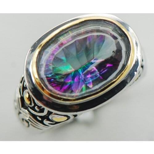 Rainbow Crystal Zircon Women 925 Sterling Silver Ring F932 Size 6 7 8 9 10