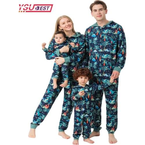 New Christmas Matching Family Outfits Dinosaur Print Father Son Romper Baby Mother Daughter Clothes Family Look Jumpsuit Pajamas