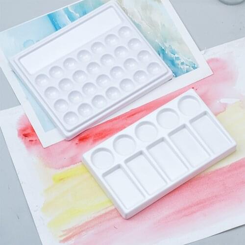 Round Paint Palette Tray Imitation porcelain for Oil Watercolor Gouache Craft DIY Art Painting Easy to Wash White Palette