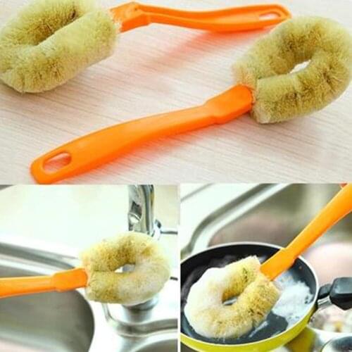 Kitchen Long Handle Can Be Hanging Dishwashing Degreasing Cleaning Brush Hemp Fiber Rust Non-stick Oil Brush